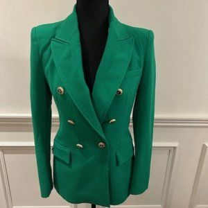 Elegant Green Double-Breasted Women's Blazer